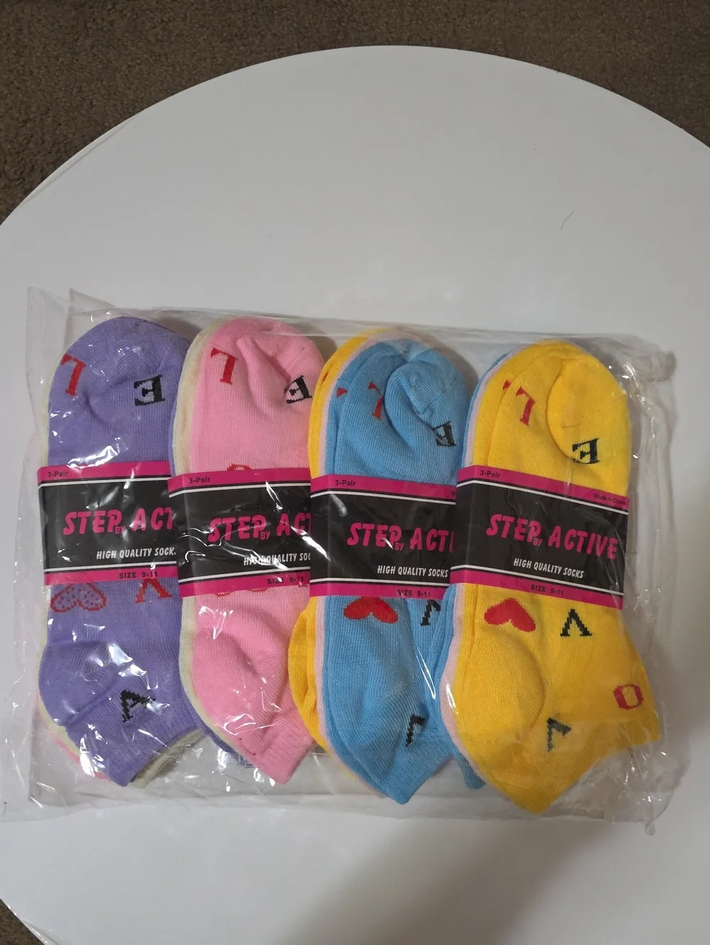 Kids Low Cut Socks 12 Pack — Purple, Pink, Blue & Yellow